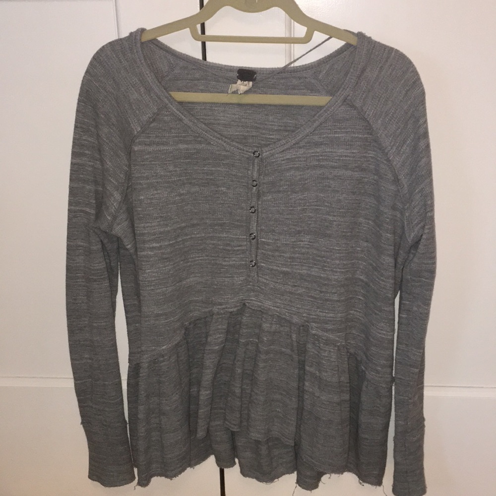 Free People Grey Peplum Top